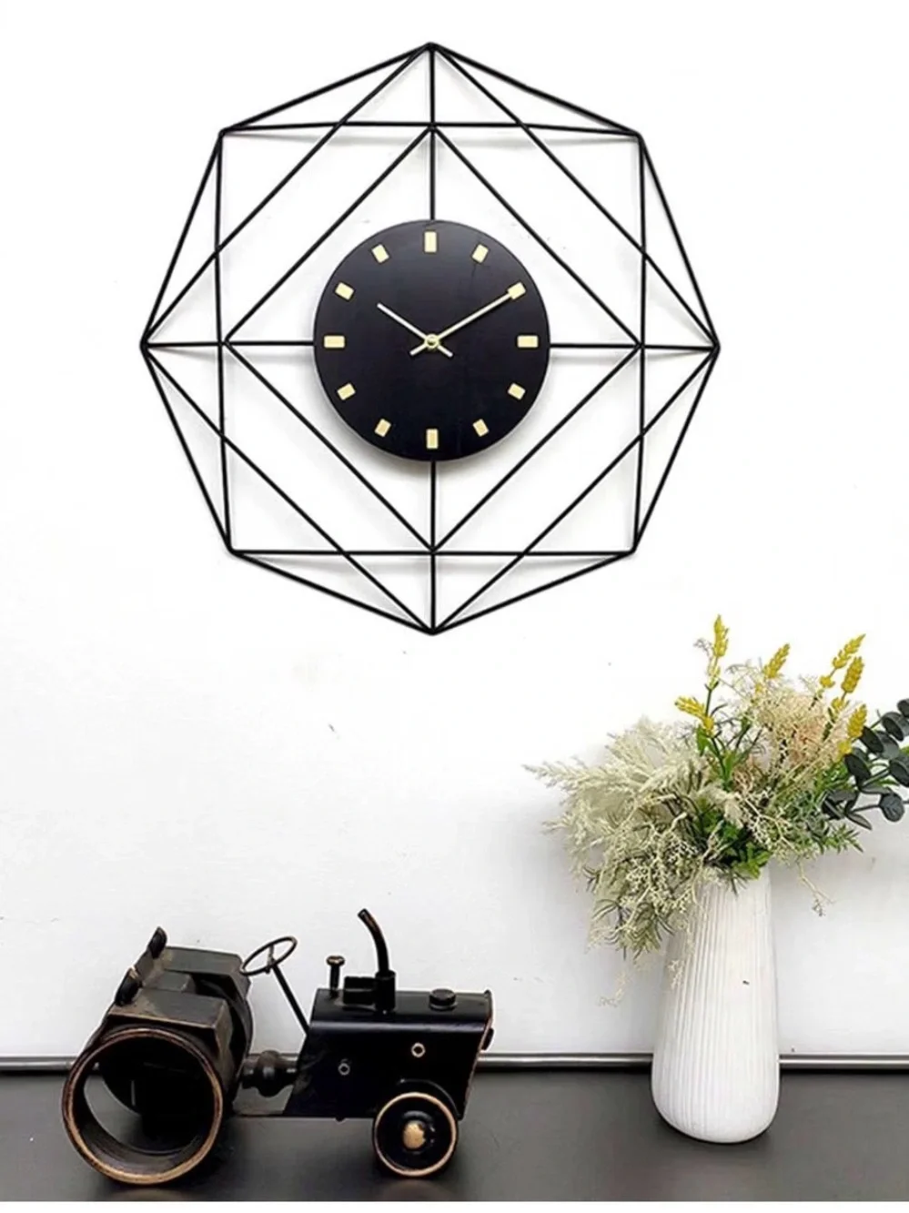 Modern Industrial Octagonal Frame Clock